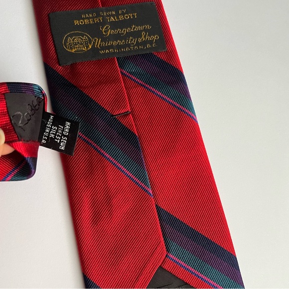 Robert Talbot Silk Red Striped Tie - Picture 4 of 5
